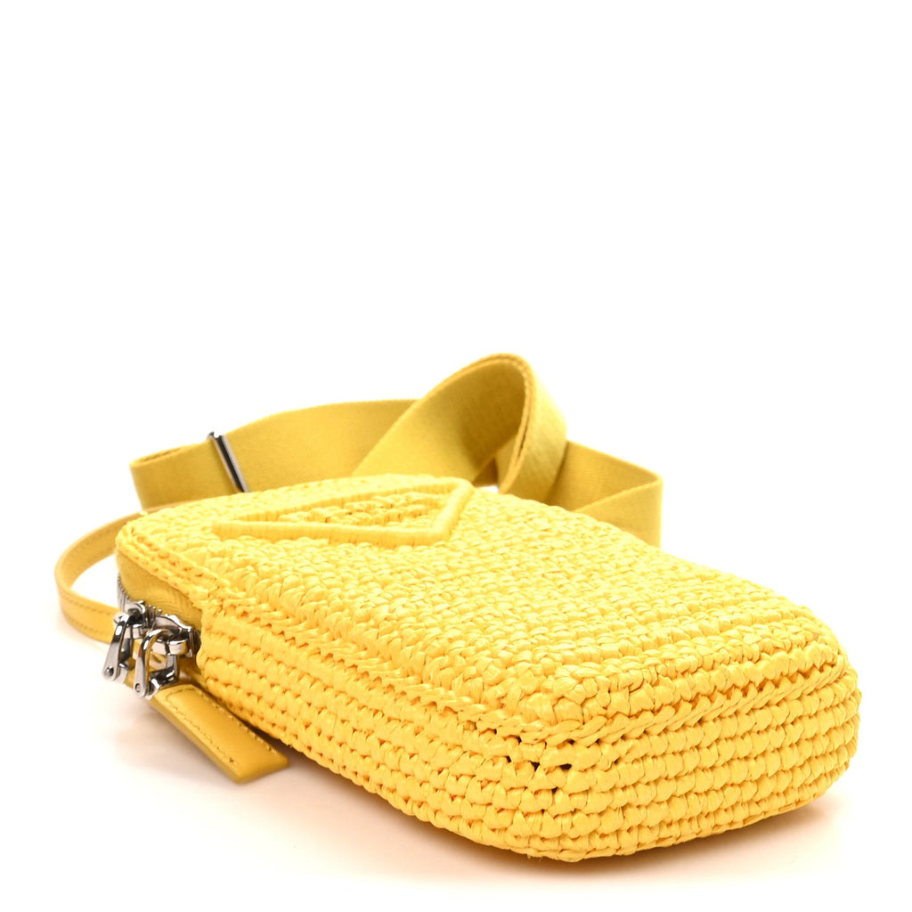 Yarn Raffia Effect Crochet Mini Crossbody Bag Giallo