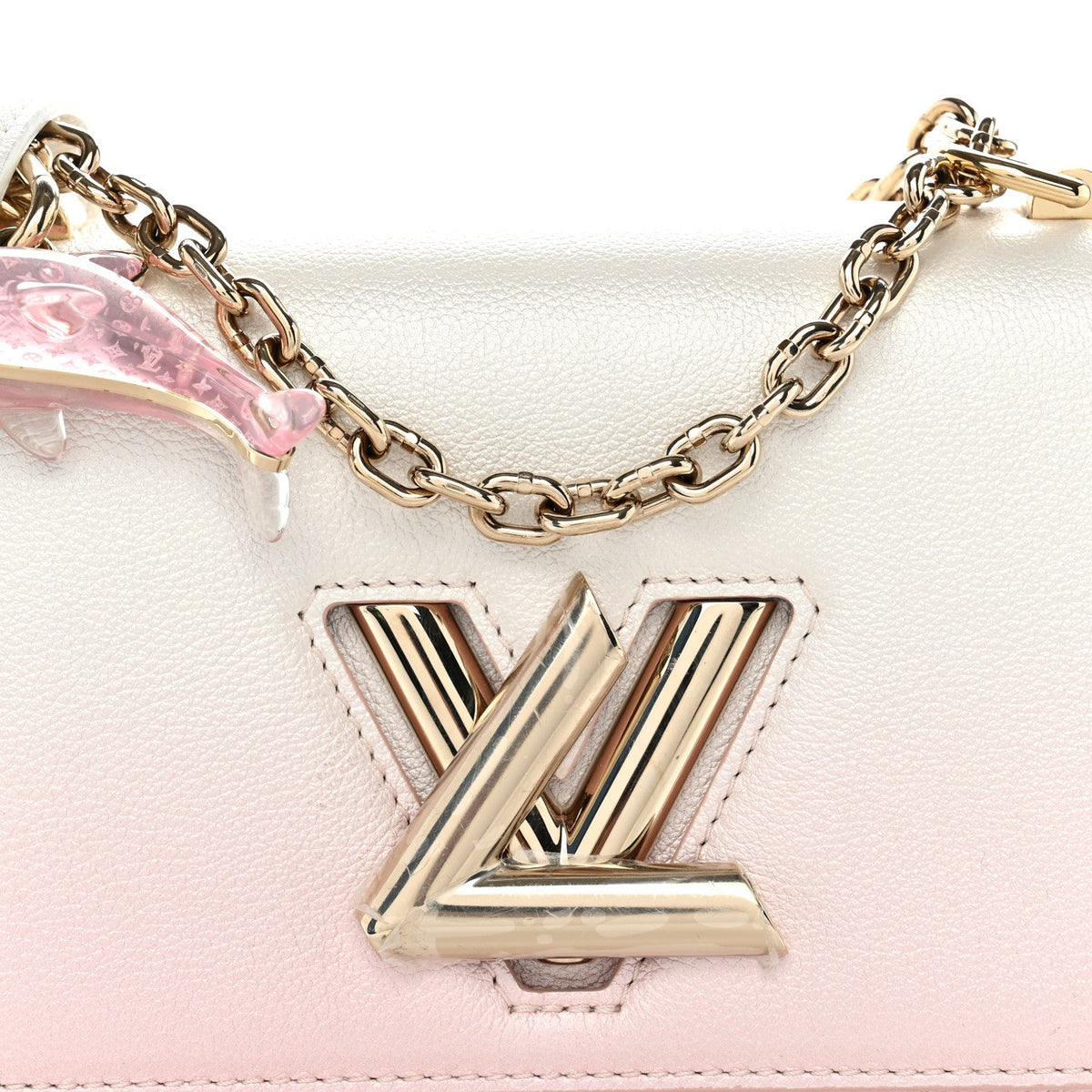 Calfskin Twist Chain Shoulder Bag PM Shaded Pink