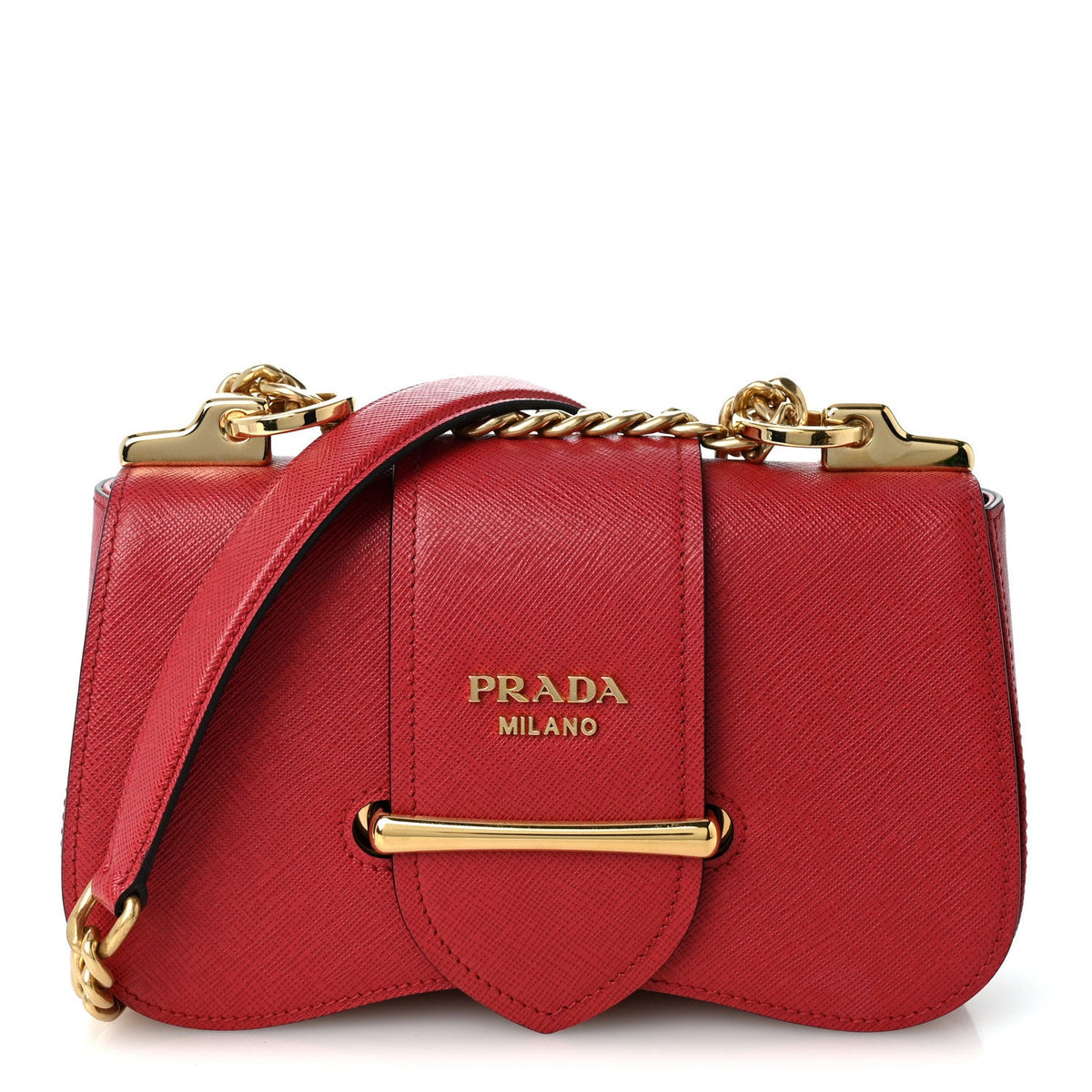 Saffiano Lux Sidonie Small Chain Crossbody Bag Fuoco
