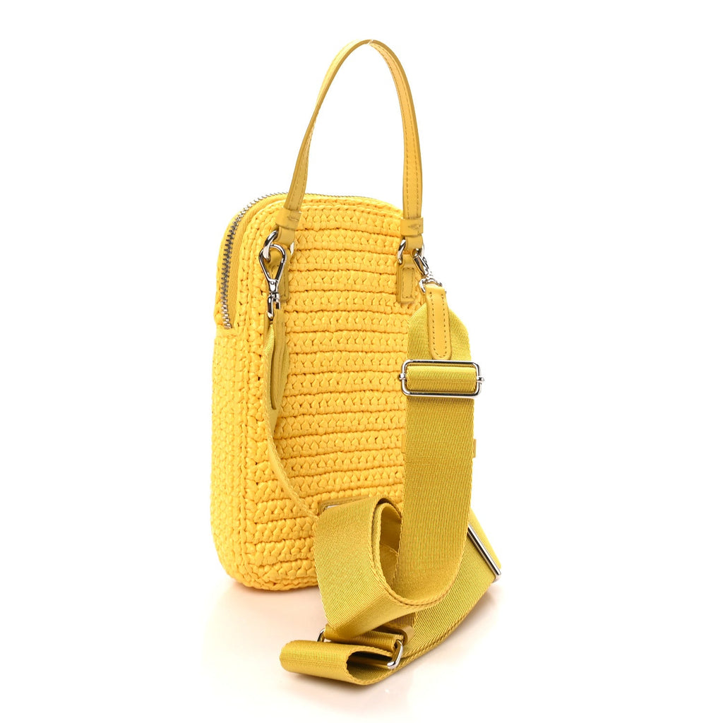 Yarn Raffia Effect Crochet Mini Crossbody Bag Giallo