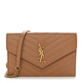Grain De Poudre Matelasse Chevron Monogram Envelope Chain Wallet Dune