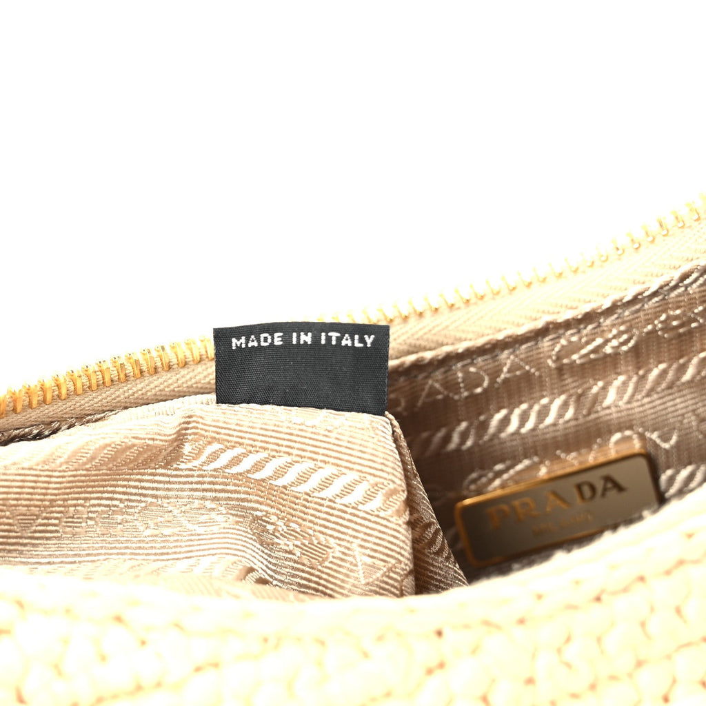 Yarn Raffia Effect Crochet Mini Re-Edition 2000 Shoulder Bag Naturale