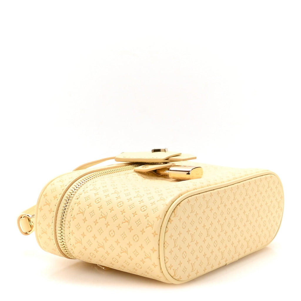 Calfskin Minigram Vanity Chain Pouch Banana