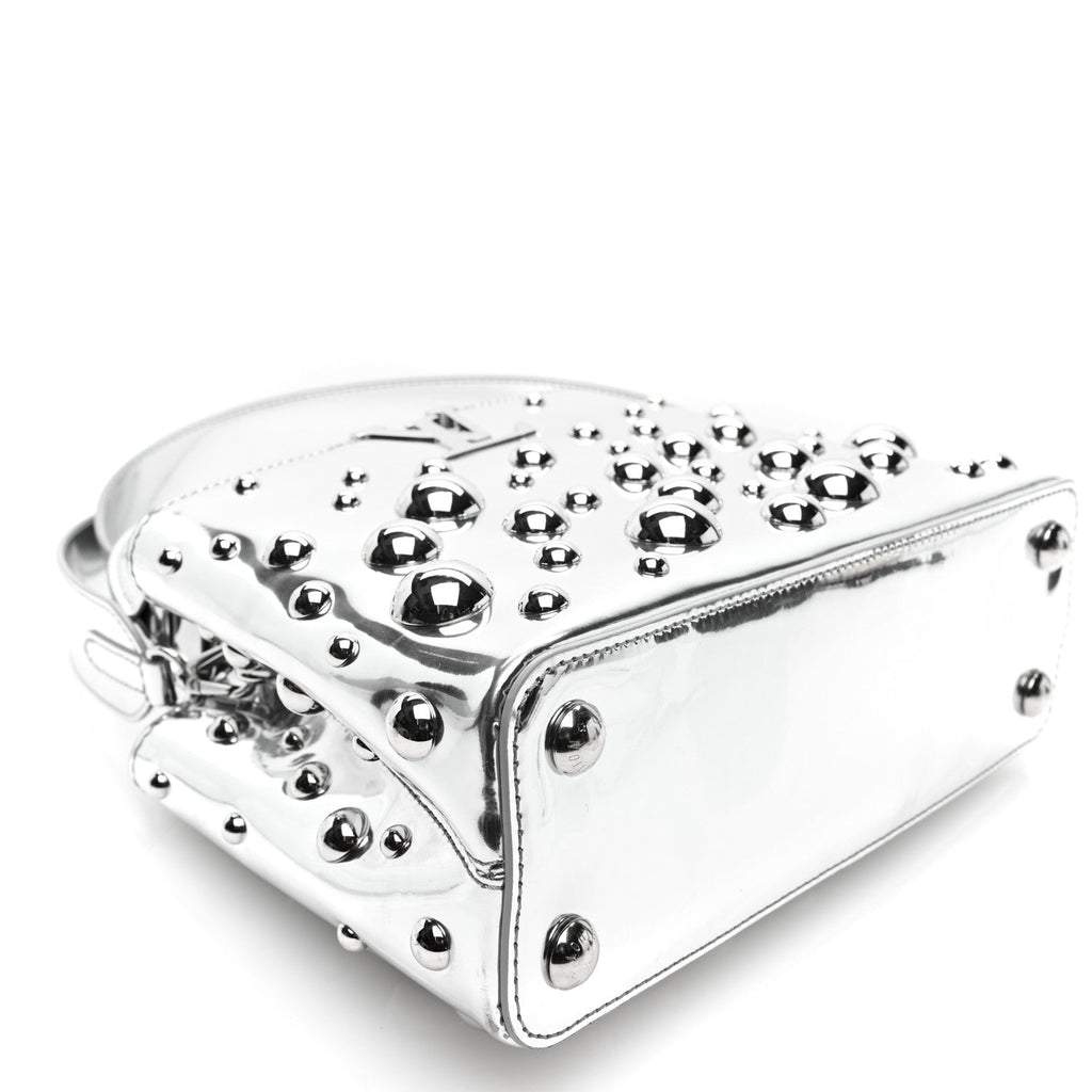 LV X YK Metallic Taurillon Brass Metal Dots Capucines BB Silver