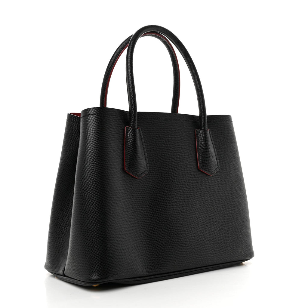 Saffiano Cuir Small Double Bag Black Fuoco