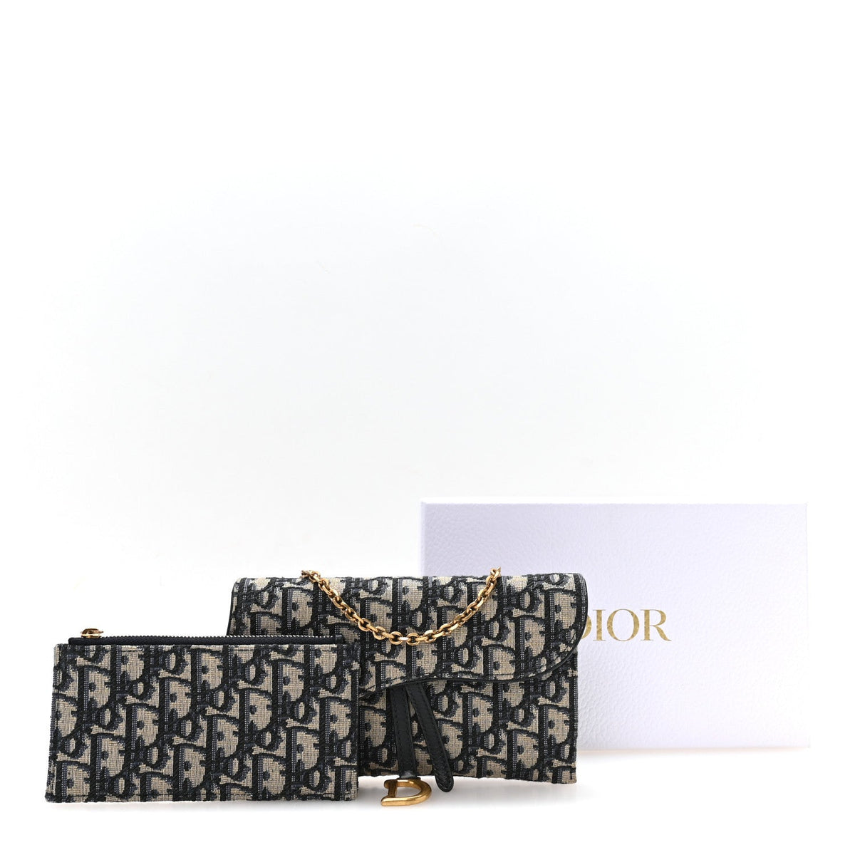 Oblique Small Saddle Chain Pouch Blue