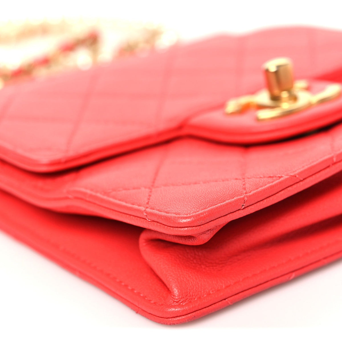 Goatskin Quilted Chic Pearls Flap Dark Pink