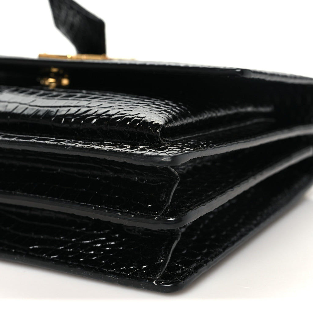 Calfskin Crocodile Embossed Medium Monogram Sunset Black