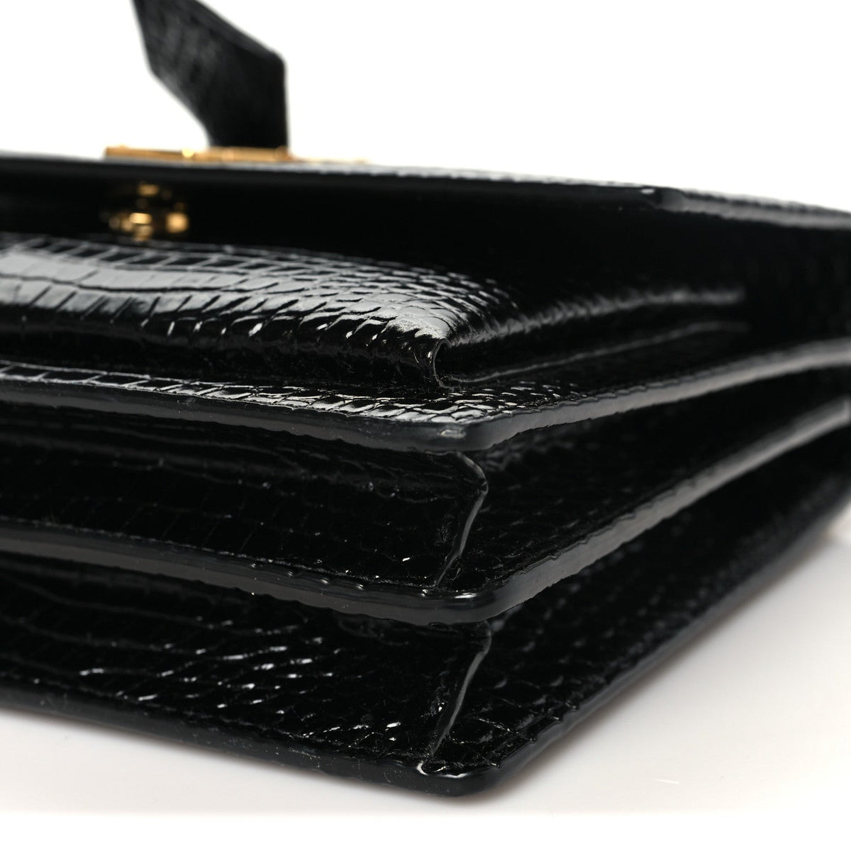 Calfskin Crocodile Embossed Medium Monogram Sunset Black
