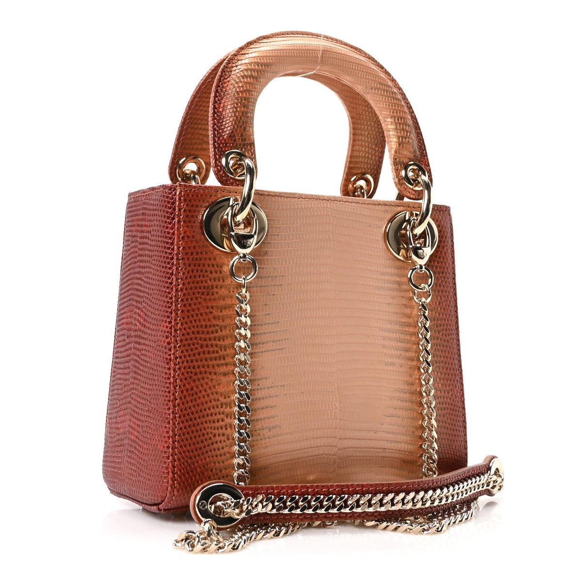 Lizard Ombre Mini Lady Dior Copper
