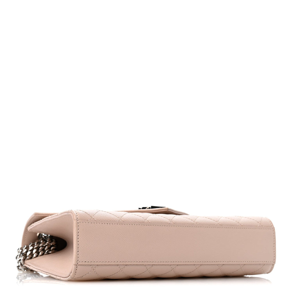 Grain De Poudre Textured Mixed Matelasse Medium Triquilt Monogram Satchel Marble Pink