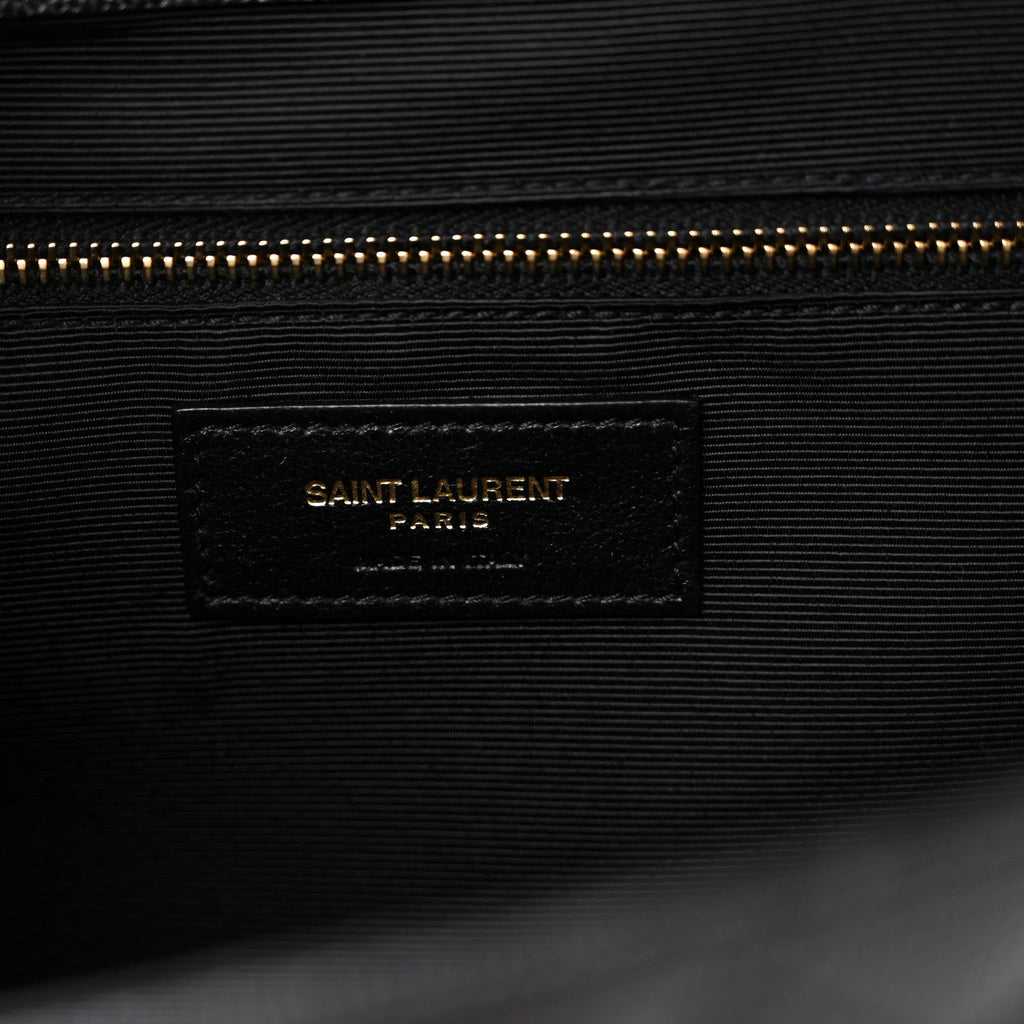 Grain De Poudre Textured Mixed Matelasse Large Triquilt Monogram Satchel Black