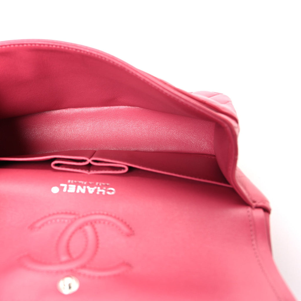 Lambskin Quilted Small Double Flap Pink