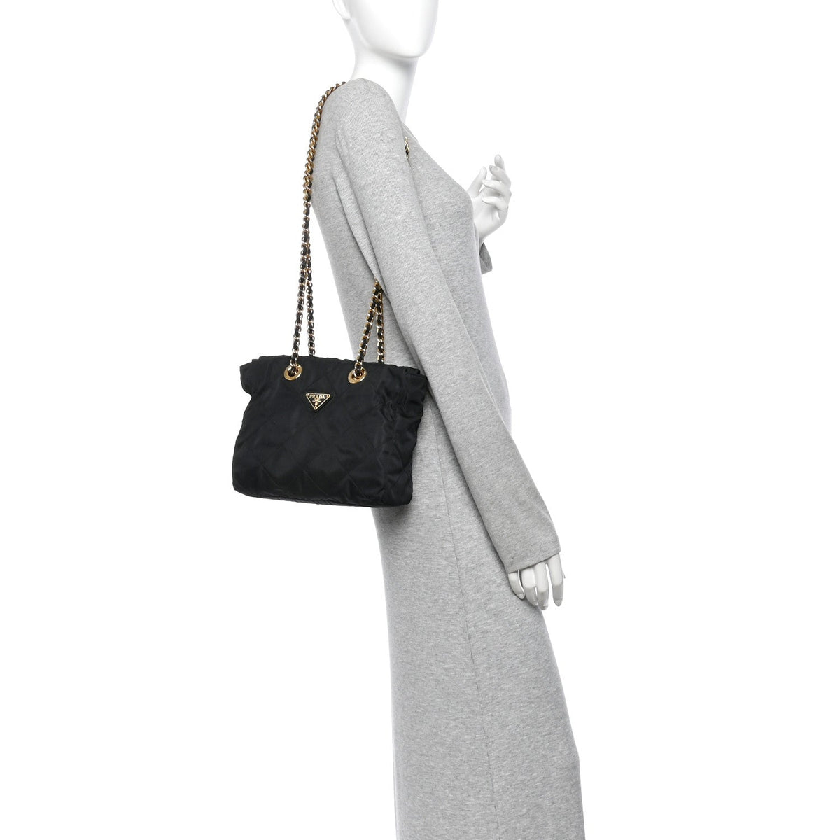 Nylon Tessuto Impuntu Quilted Tote Black