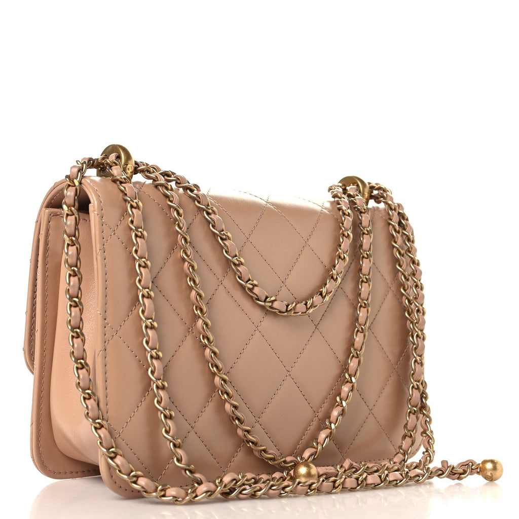 Calfskin Quilted Perfect Fit Flap Beige