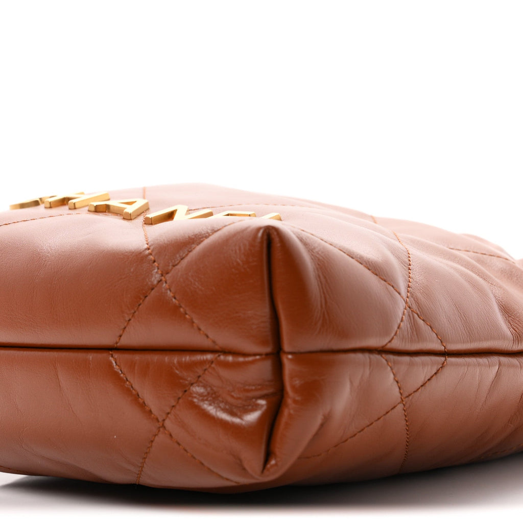 Shiny Calfskin Quilted Mini Chanel 22 Light Brown
