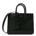 Calfskin Crocodile Embossed Nano Sac De Jour Dark Green