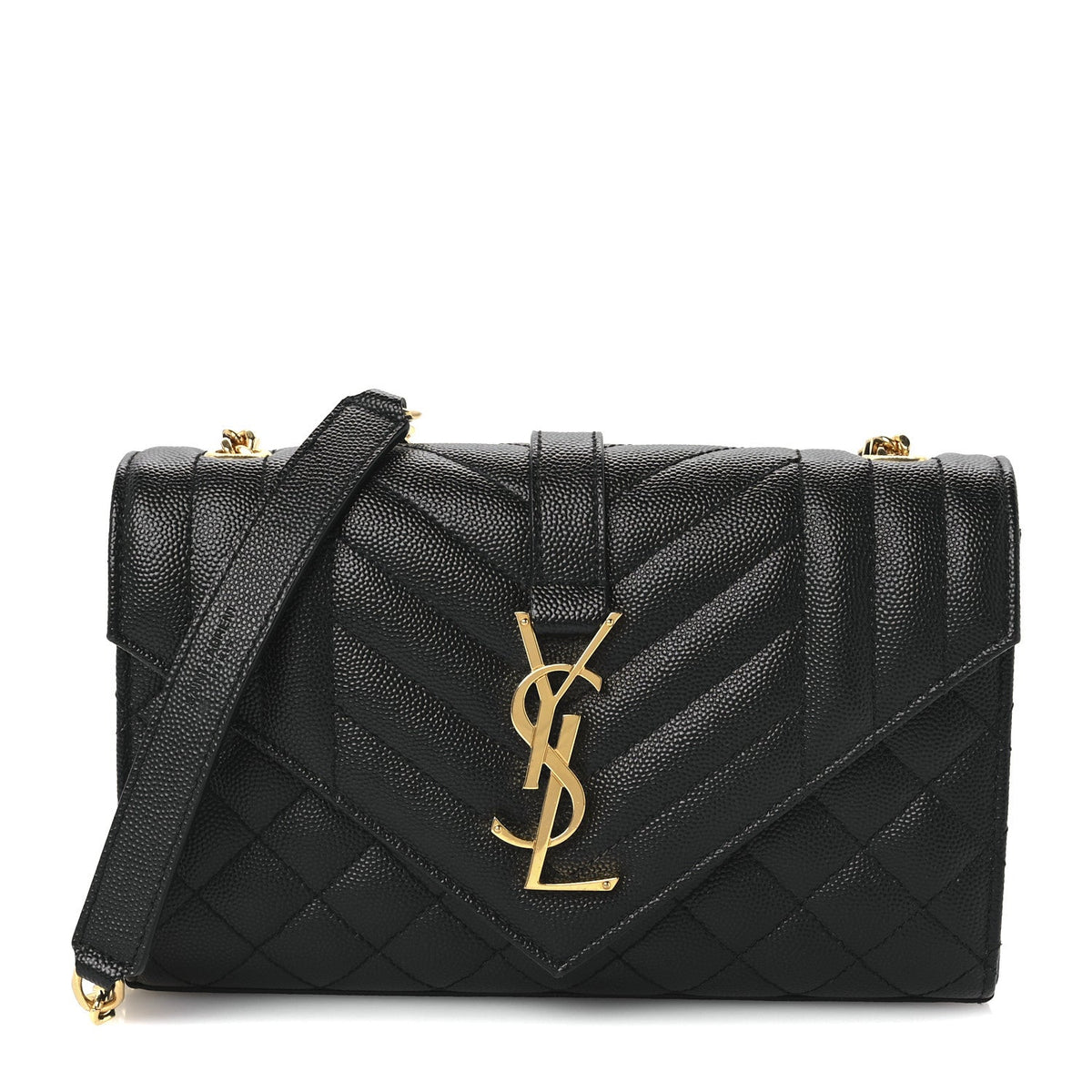 Grain De Poudre Textured Mixed Matelasse Triquilt Small Monogram Satchel Black