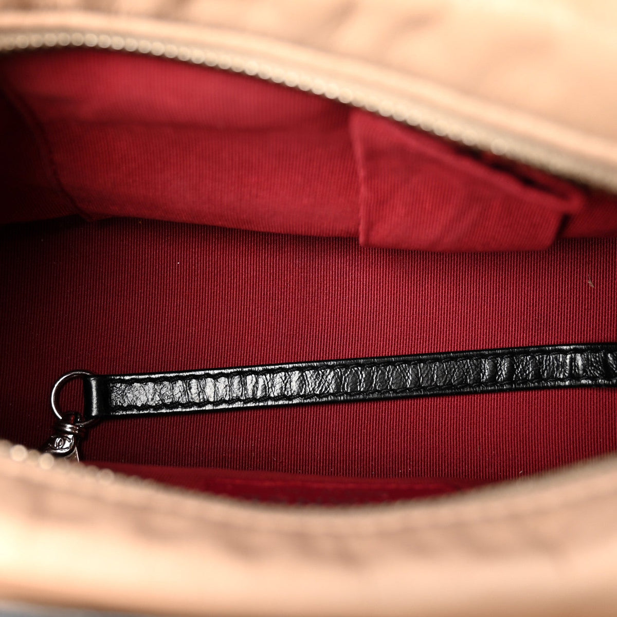 Aged Calfskin Quilted Small Gabrielle Hobo Beige Black