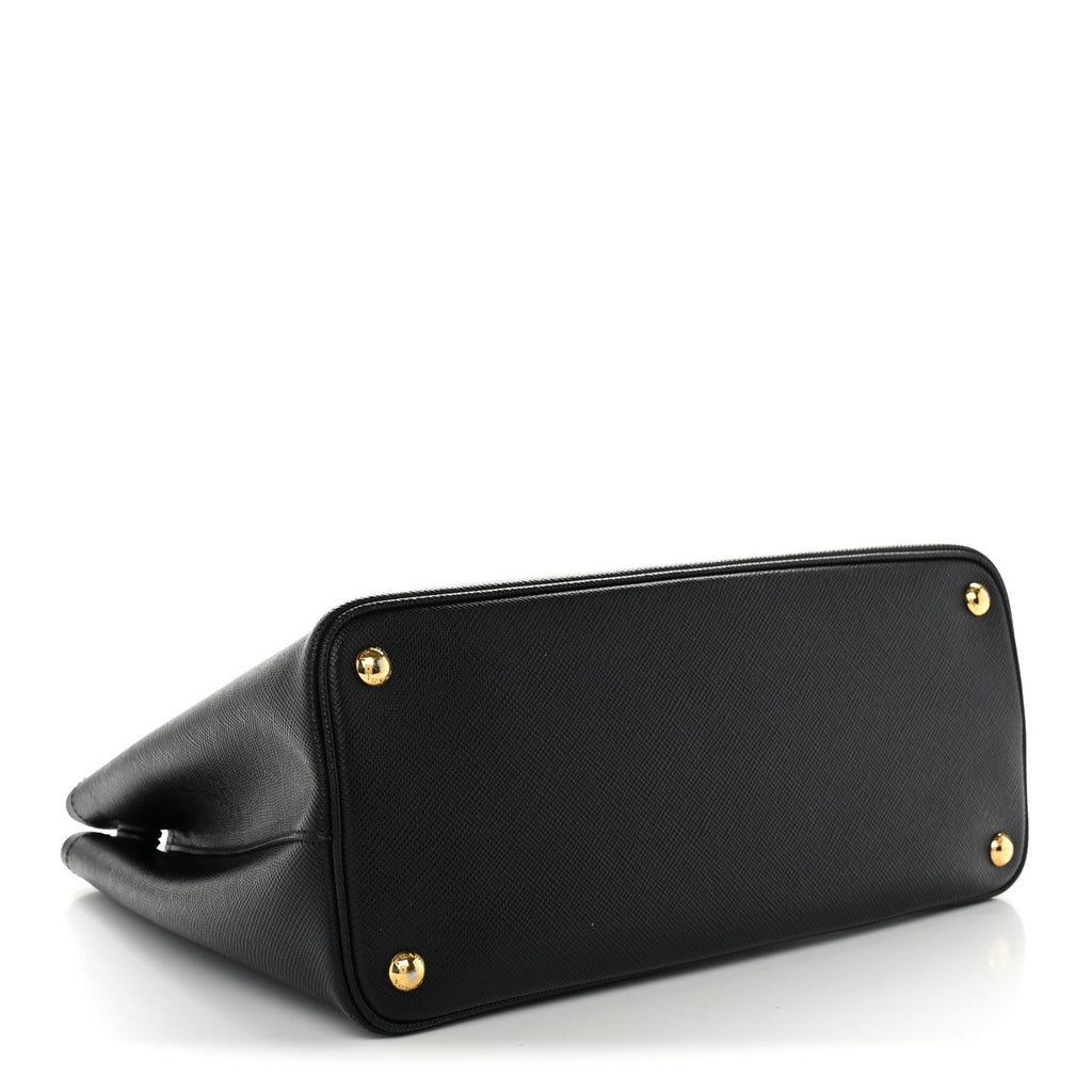 Saffiano Cuir Medium Double Bag Black Fuoco