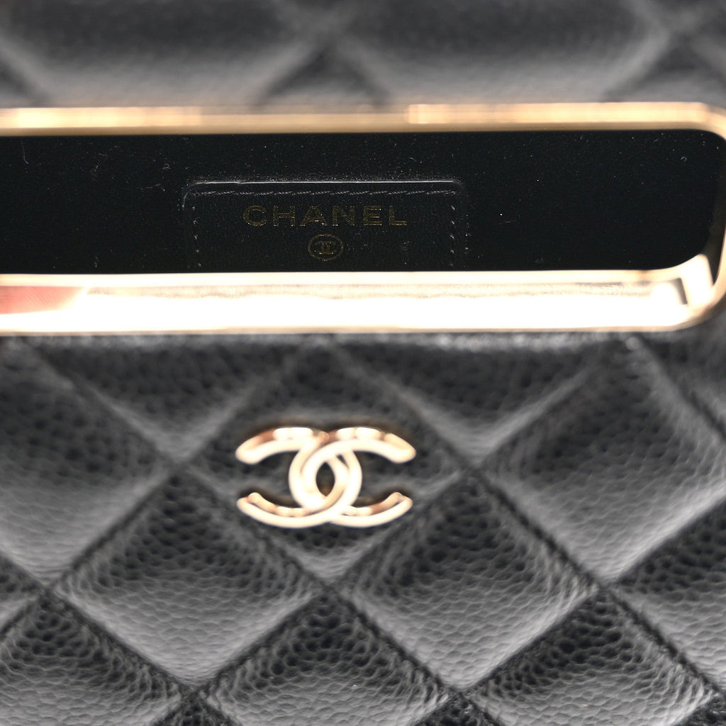 Caviar Quilted Evening Box Bag Black