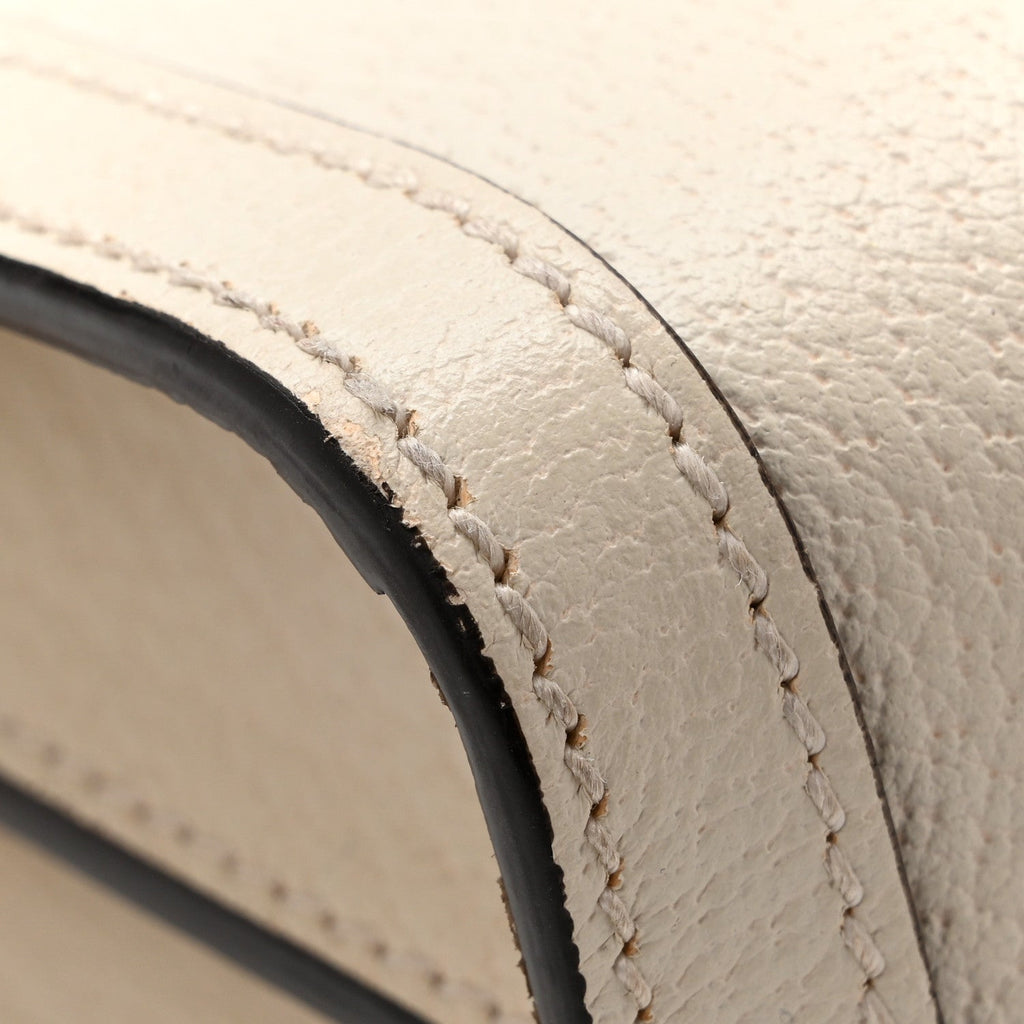 Textured Calfskin Web Small Ophidia Chain Shoulder Bag Mystic White