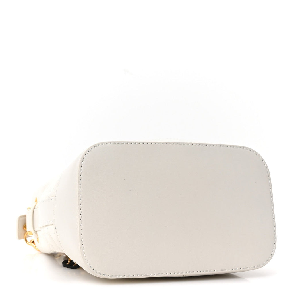 Lambskin Macrocannage Jolie Bucket Bag Latte