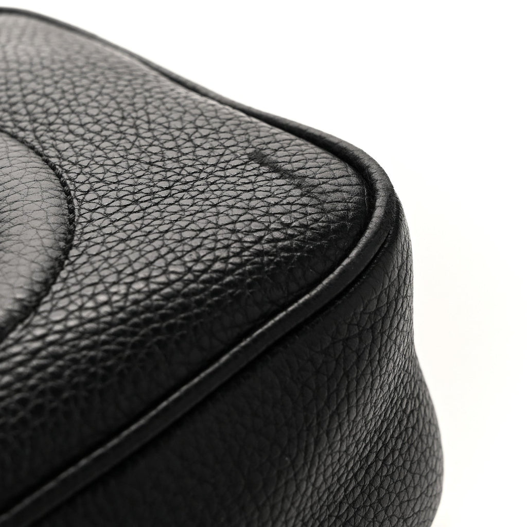 Pebbled Calfskin Small Soho Disco Bag Black
