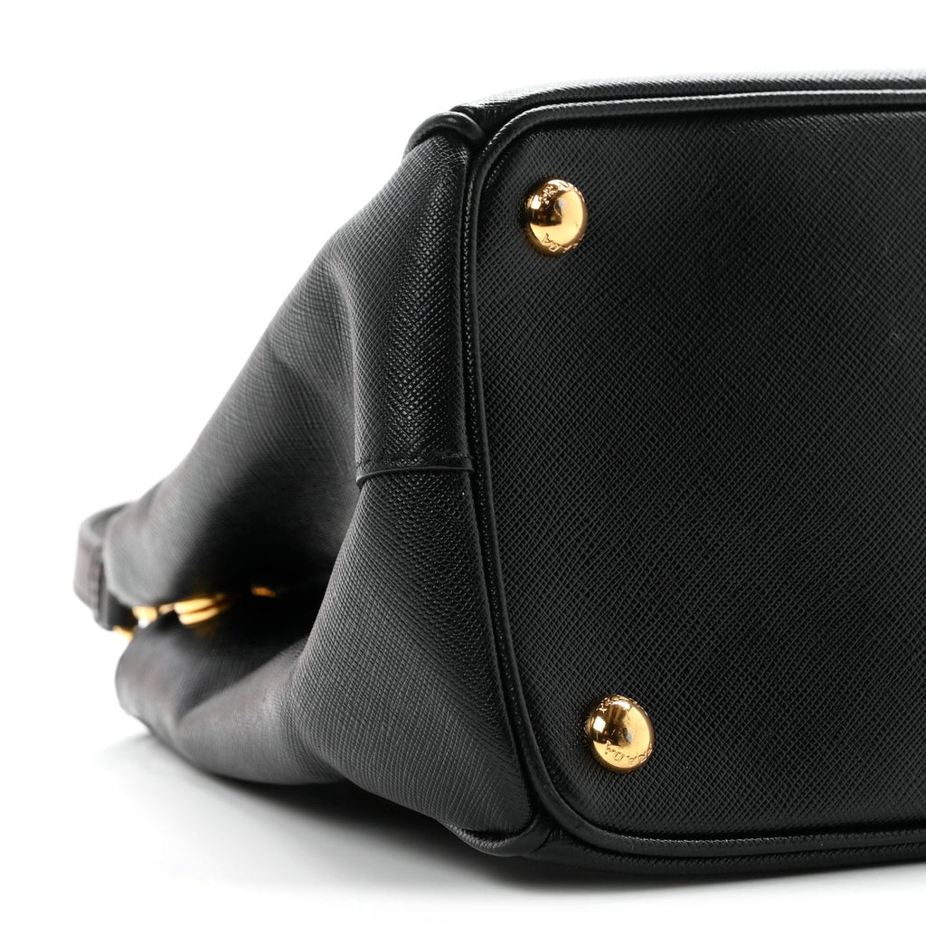 Saffiano Small Galleria Double Zip Tote Black