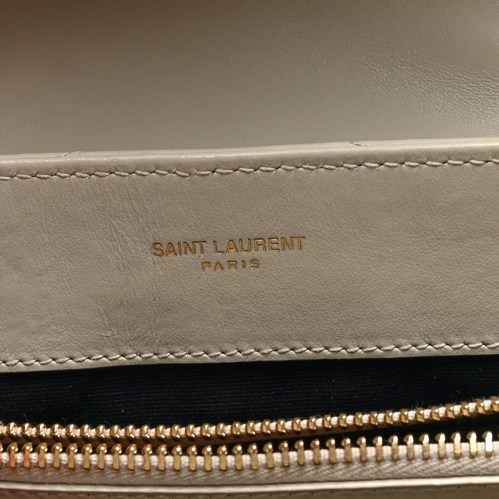 Calfskin Y Quilted Monogram Small Loulou Chain Satchel Crema Soft