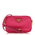 Tessuto Nylon Saffiano Mini Camera Crossbody Fuxia