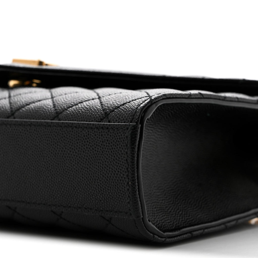 Grain De Poudre Textured Mixed Matelasse Triquilt Medium Monogram Satchel Black