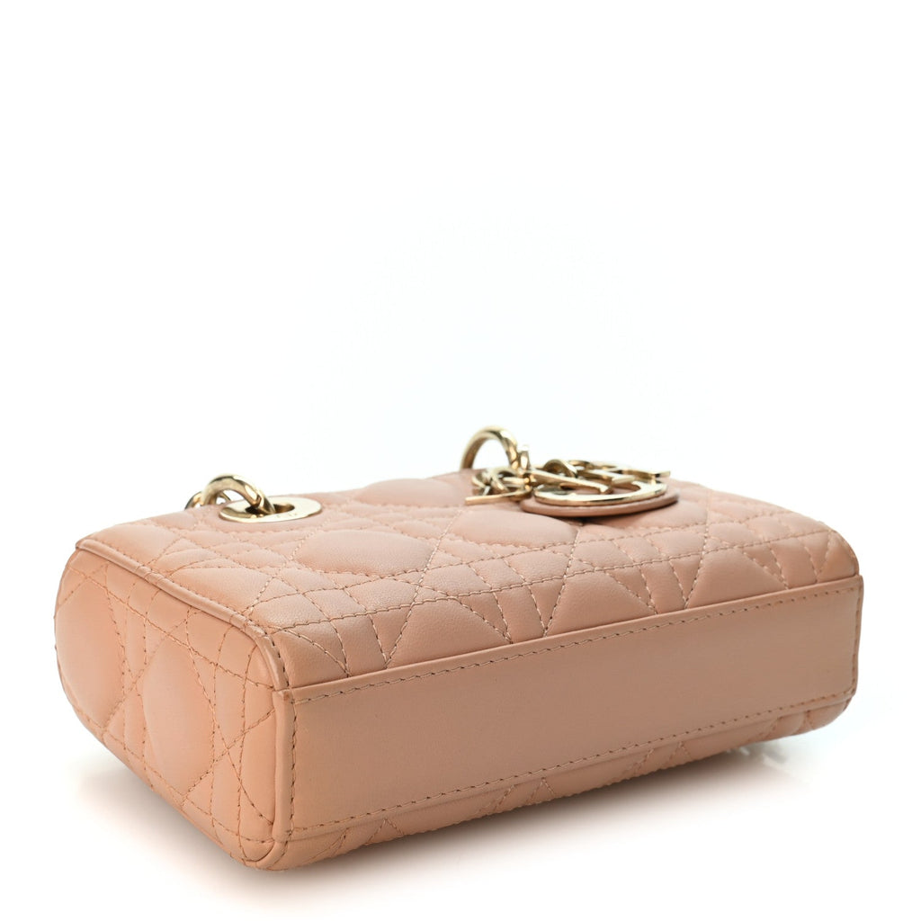 Lambskin Cannage Micro Lady D-Joy Rose Des Vents
