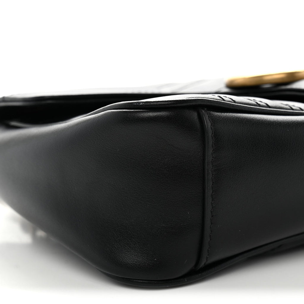 Calfskin Matelasse Small GG Marmont Shoulder Bag Black