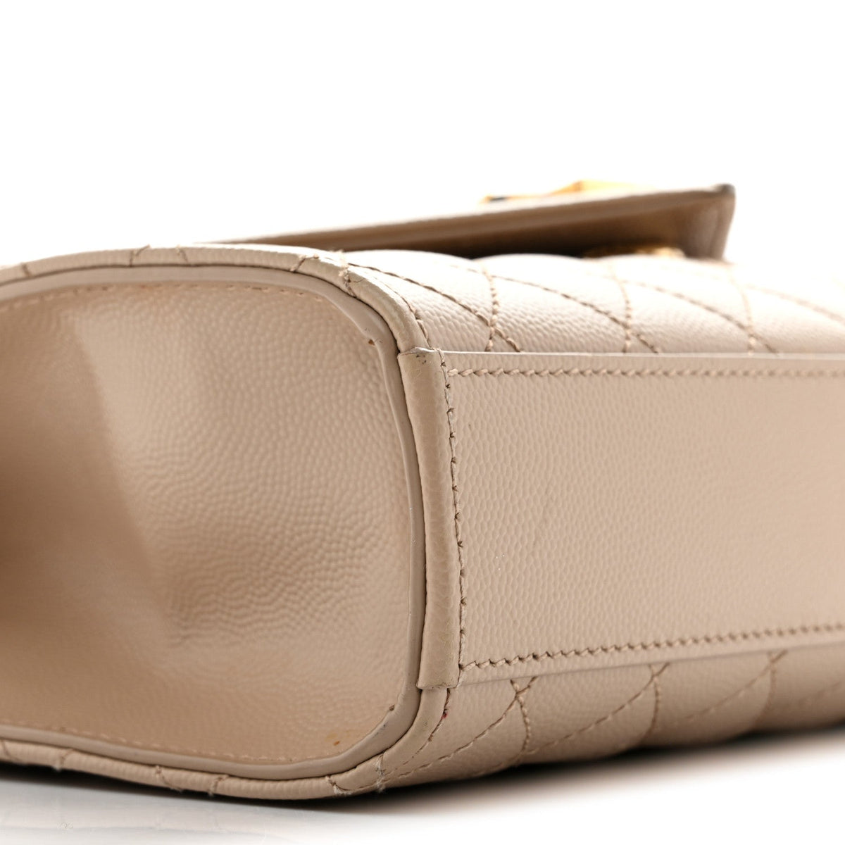Grain De Poudre Textured Mixed Matelasse Medium Triquilt Monogram Satchel Dark Beige