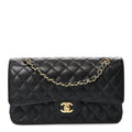 Caviar Quilted Medium Double Flap Black