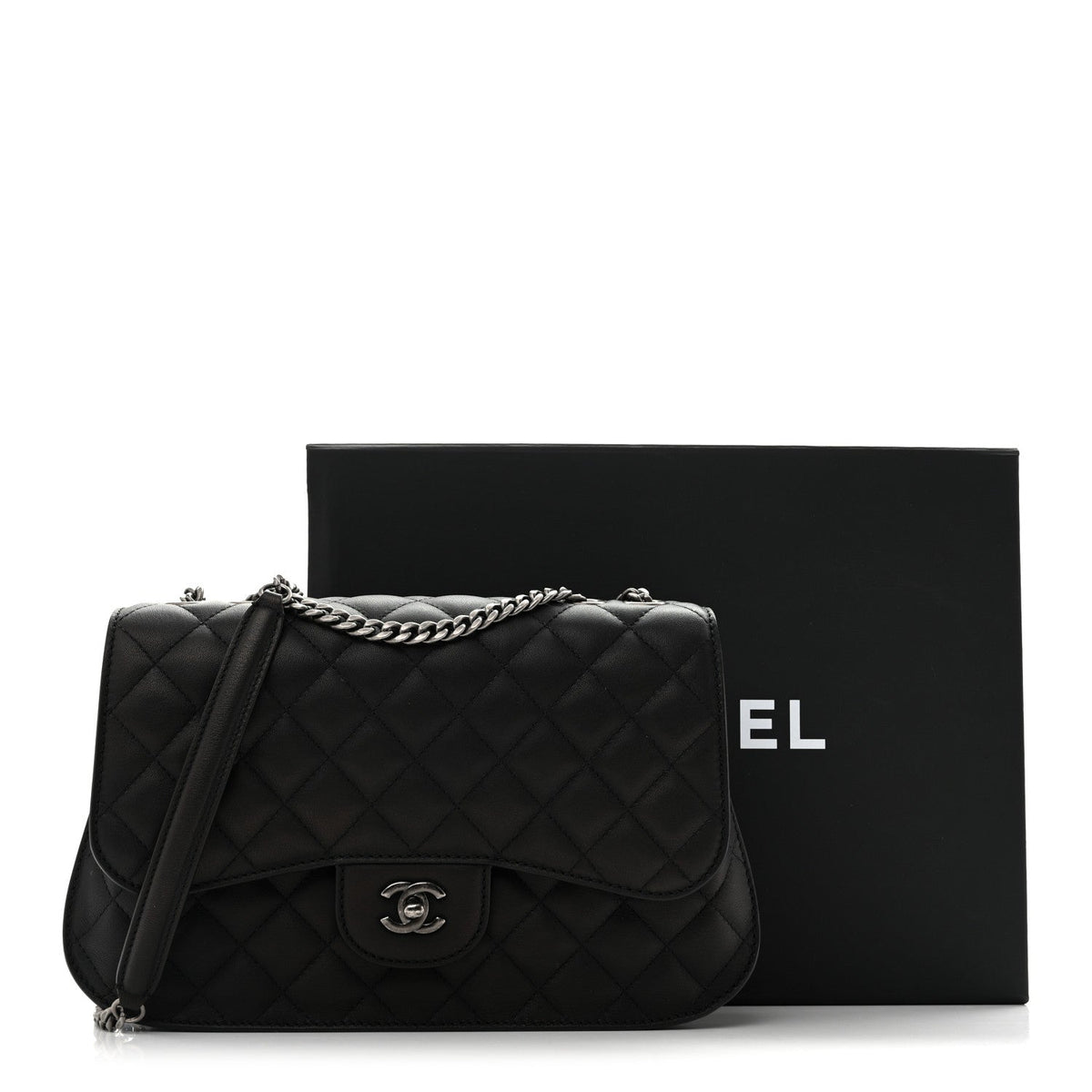 Metallic Goatskin Quilted Large Rock In Rome Flap Black