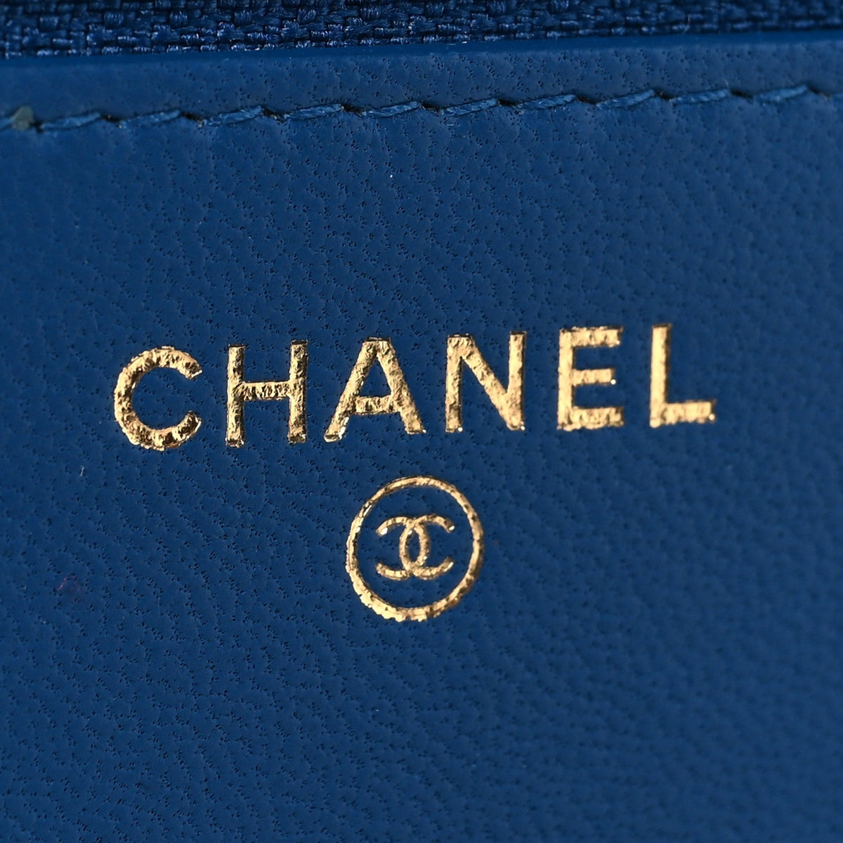 Lambskin Quilted CC Pearl Crush Wallet on Chain WOC Blue