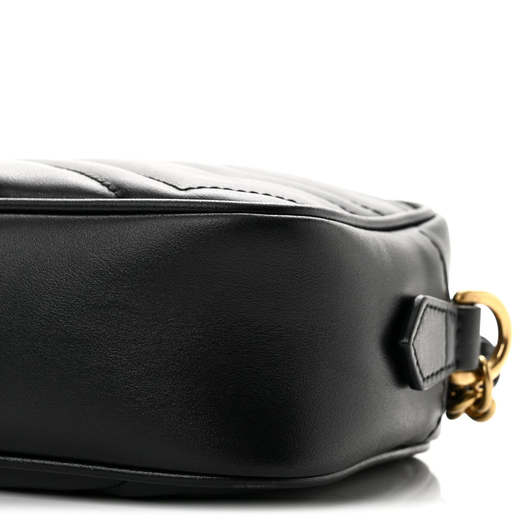 Calfskin Matelasse Mini GG Marmont Chain Shoulder Bag Black