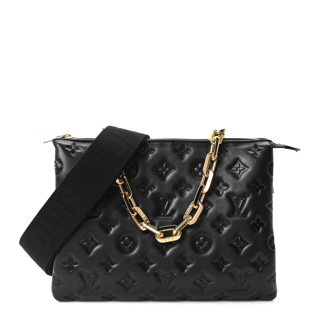 Lambskin Embossed Monogram Coussin PM Black