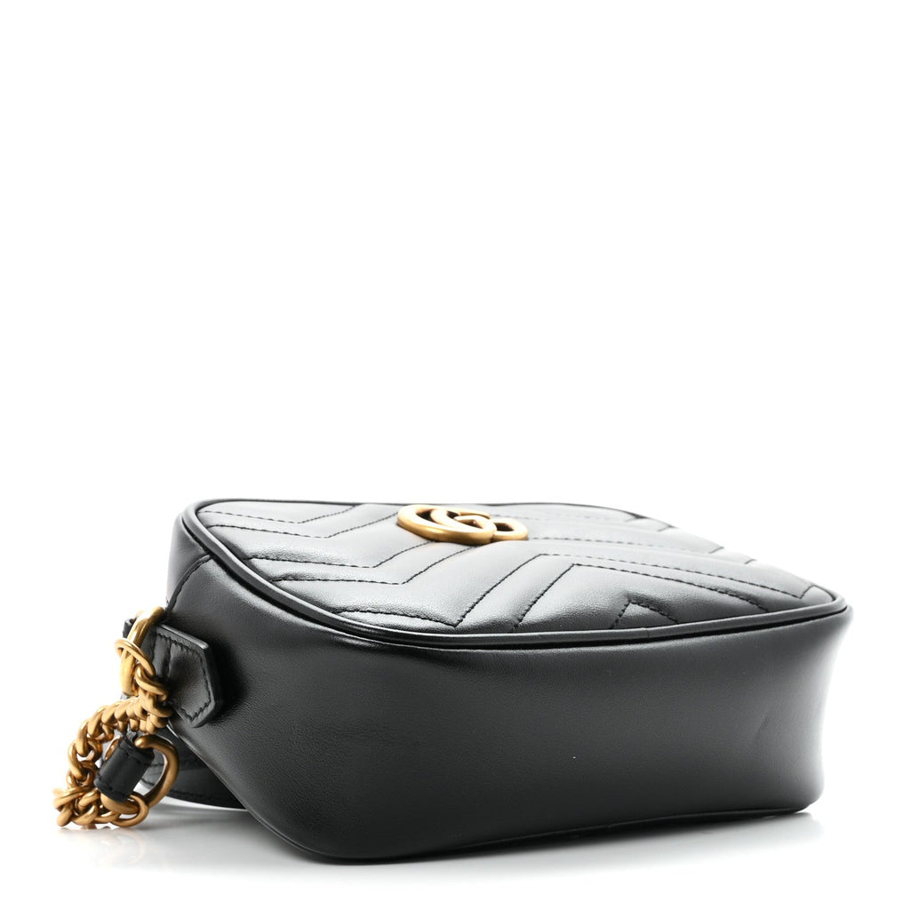Calfskin Matelasse Mini GG Marmont Chain Shoulder Bag Black