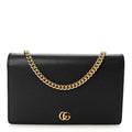 Calfskin Mini GG Marmont Chain Wallet Black