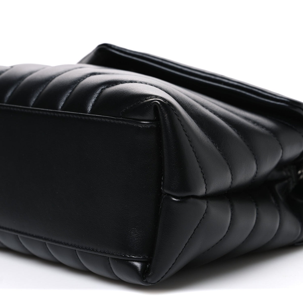 Calfskin Y Quilted Monogram Small Loulou Chain Satchel Black