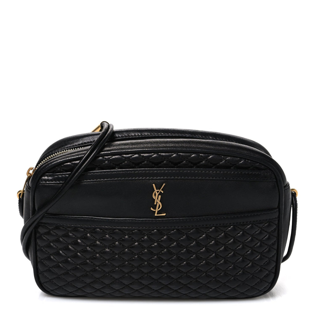 Lambskin Quilted Victoire Camera Bag Black