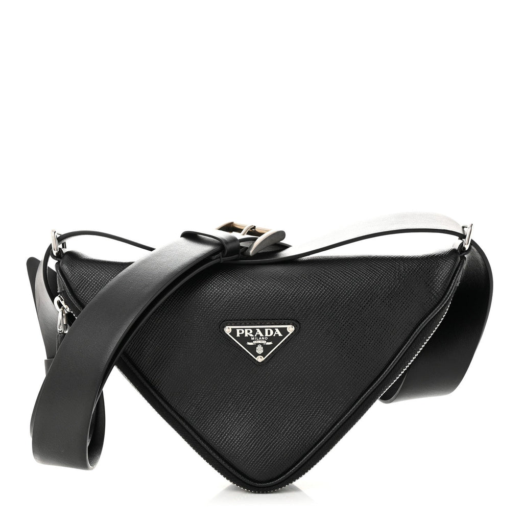Saffiano Triangle Belt Bag Black