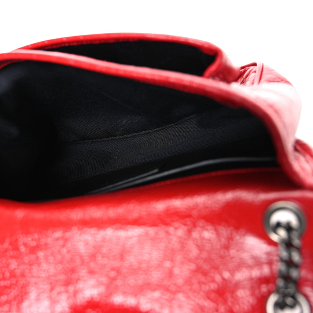 Crinkled Calfskin Matelasse Monogram Baby Niki Chain Satchel Rouge Eros
