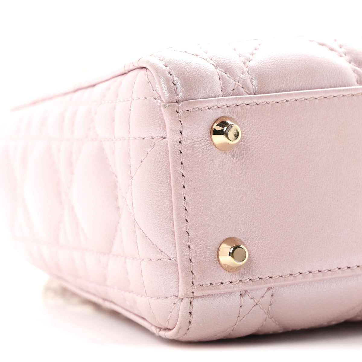 Metallic Lambskin Cannage Mini Lady Dior Lotus