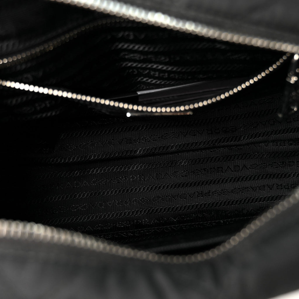 Nylon Tessuto Impuntu Quilted Shoulder Bag Black