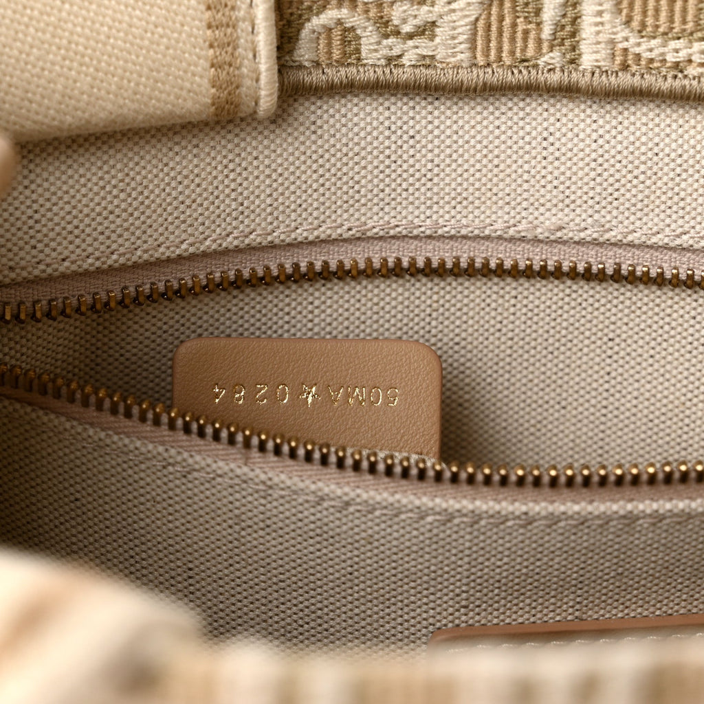 Oblique Chambray Calfskin Small Book Tote With Strap Gold Natural