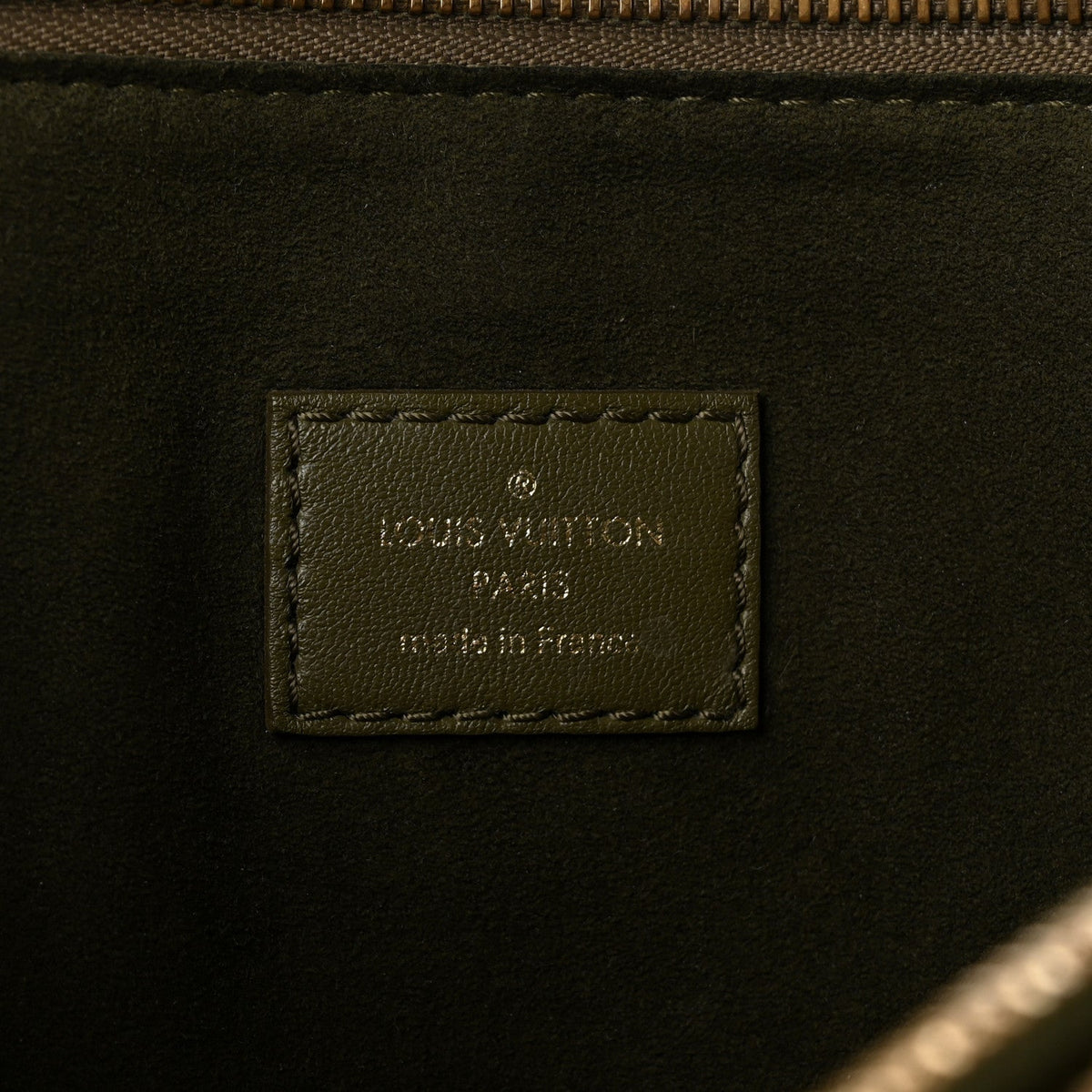 Lambskin Embossed Monogram Coussin MM Khaki